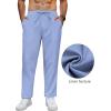 imageCOOFANDY Mens Linen Casual Pants Lightweight Drawstring Beach Pants Elastic Waist Cropped PantsBlue