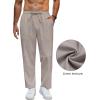 imageCOOFANDY Mens Linen Casual Pants Lightweight Drawstring Beach Pants Elastic Waist Cropped PantsChampagne