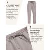 imageCOOFANDY Mens Linen Casual Pants Lightweight Drawstring Beach Pants Elastic Waist Cropped PantsChampagne