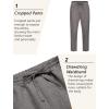 imageCOOFANDY Mens Linen Casual Pants Lightweight Drawstring Beach Pants Elastic Waist Cropped PantsDark Grey