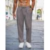 imageCOOFANDY Mens Linen Casual Pants Lightweight Drawstring Beach Pants Elastic Waist Cropped PantsDark Grey
