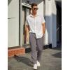imageCOOFANDY Mens Linen Casual Pants Lightweight Drawstring Beach Pants Elastic Waist Cropped PantsDark Grey
