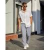 imageCOOFANDY Mens Linen Casual Pants Lightweight Drawstring Beach Pants Elastic Waist Cropped PantsLight Grey