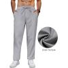 imageCOOFANDY Mens Linen Casual Pants Lightweight Drawstring Beach Pants Elastic Waist Cropped PantsLight Grey