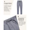 imageCOOFANDY Mens Linen Casual Pants Lightweight Drawstring Beach Pants Elastic Waist Cropped PantsNavy Blue