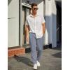 imageCOOFANDY Mens Linen Casual Pants Lightweight Drawstring Beach Pants Elastic Waist Cropped PantsNavy Blue