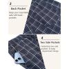 imageCOOFANDY Mens Linen Casual Pants Lightweight Drawstring Beach Pants Elastic Waist Cropped PantsNavy Blue Plaid