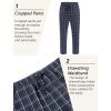 imageCOOFANDY Mens Linen Casual Pants Lightweight Drawstring Beach Pants Elastic Waist Cropped PantsNavy Blue Plaid