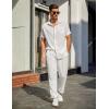 imageCOOFANDY Mens Linen Casual Pants Lightweight Drawstring Beach Pants Elastic Waist Cropped PantsWhite