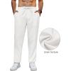 imageCOOFANDY Mens Linen Casual Pants Lightweight Drawstring Beach Pants Elastic Waist Cropped PantsWhite