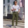 imageCOOFANDY Mens Dress Pants Expandable Waist Wrinkle Free Suit Pants Flat Front Casual Dress SlacksArmy Green