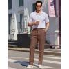 imageCOOFANDY Mens Dress Pants Expandable Waist Wrinkle Free Suit Pants Flat Front Casual Dress SlacksBrown