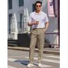 imageCOOFANDY Mens Dress Pants Expandable Waist Wrinkle Free Suit Pants Flat Front Casual Dress SlacksDark Khaki