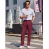 imageCOOFANDY Mens Dress Pants Expandable Waist Wrinkle Free Suit Pants Flat Front Casual Dress SlacksMaroon Red