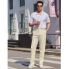 imageCOOFANDY Mens Dress Pants Expandable Waist Wrinkle Free Suit Pants Flat Front Casual Dress SlacksMilky White