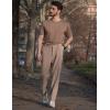 imageCOOFANDY Mens Dress Pants Expandable Waist Wrinkle Free Suit Pants Flat Front Casual Dress SlacksTan