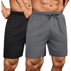 imageCOOFANDY Mens Workout Gym Shorts Mesh Athletic Shorts Lightweight Quick Dry Training Short Pants with PocketsBlackDark Grey