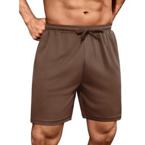 imageCOOFANDY Mens Workout Gym Shorts Mesh Athletic Shorts Lightweight Quick Dry Training Short Pants with PocketsBrown1 Pack of 1