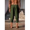 imageCOOFANDY Mens Linen Harem Capri Pants Lightweight Loose 34 Shorts Drawstring Elastic Waist Casual Beach Boho Yoga TrousersArmy Green