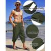 imageCOOFANDY Mens Linen Harem Capri Pants Lightweight Loose 34 Shorts Drawstring Elastic Waist Casual Beach Boho Yoga TrousersArmy Green