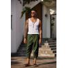 imageCOOFANDY Mens Linen Harem Capri Pants Lightweight Loose 34 Shorts Drawstring Elastic Waist Casual Beach Boho Yoga TrousersArmy Green