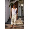 imageCOOFANDY Mens Linen Harem Capri Pants Lightweight Loose 34 Shorts Drawstring Elastic Waist Casual Beach Boho Yoga TrousersBeige