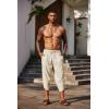 imageCOOFANDY Mens Linen Harem Capri Pants Lightweight Loose 34 Shorts Drawstring Elastic Waist Casual Beach Boho Yoga TrousersBeige