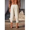 imageCOOFANDY Mens Linen Harem Capri Pants Lightweight Loose 34 Shorts Drawstring Elastic Waist Casual Beach Boho Yoga TrousersBeige