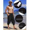 imageCOOFANDY Mens Linen Harem Capri Pants Lightweight Loose 34 Shorts Drawstring Elastic Waist Casual Beach Boho Yoga TrousersBlack