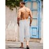 imageCOOFANDY Mens Linen Harem Capri Pants Lightweight Loose 34 Shorts Drawstring Elastic Waist Casual Beach Boho Yoga TrousersBlack Pinstripes