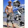 imageCOOFANDY Mens Linen Harem Capri Pants Lightweight Loose 34 Shorts Drawstring Elastic Waist Casual Beach Boho Yoga TrousersBlack White Tiedye