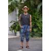 imageCOOFANDY Mens Linen Harem Capri Pants Lightweight Loose 34 Shorts Drawstring Elastic Waist Casual Beach Boho Yoga TrousersBlue Hippie Pattern