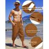 imageCOOFANDY Mens Linen Harem Capri Pants Lightweight Loose 34 Shorts Drawstring Elastic Waist Casual Beach Boho Yoga TrousersBrown