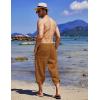 imageCOOFANDY Mens Linen Harem Capri Pants Lightweight Loose 34 Shorts Drawstring Elastic Waist Casual Beach Boho Yoga TrousersBrown