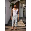 imageCOOFANDY Mens Linen Harem Capri Pants Lightweight Loose 34 Shorts Drawstring Elastic Waist Casual Beach Boho Yoga TrousersGrey
