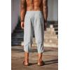 imageCOOFANDY Mens Linen Harem Capri Pants Lightweight Loose 34 Shorts Drawstring Elastic Waist Casual Beach Boho Yoga TrousersGrey