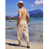imageCOOFANDY Mens Linen Harem Capri Pants Lightweight Loose 34 Shorts Drawstring Elastic Waist Casual Beach Boho Yoga TrousersKhaki