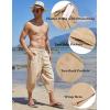 imageCOOFANDY Mens Linen Harem Capri Pants Lightweight Loose 34 Shorts Drawstring Elastic Waist Casual Beach Boho Yoga TrousersKhaki