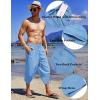 imageCOOFANDY Mens Linen Harem Capri Pants Lightweight Loose 34 Shorts Drawstring Elastic Waist Casual Beach Boho Yoga TrousersLight Blue