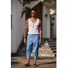imageCOOFANDY Mens Linen Harem Capri Pants Lightweight Loose 34 Shorts Drawstring Elastic Waist Casual Beach Boho Yoga TrousersLight Blue