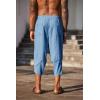 imageCOOFANDY Mens Linen Harem Capri Pants Lightweight Loose 34 Shorts Drawstring Elastic Waist Casual Beach Boho Yoga TrousersLight Blue