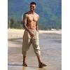 imageCOOFANDY Mens Linen Harem Capri Pants Lightweight Loose 34 Shorts Drawstring Elastic Waist Casual Beach Boho Yoga TrousersLight Brown