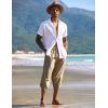 imageCOOFANDY Mens Linen Harem Capri Pants Lightweight Loose 34 Shorts Drawstring Elastic Waist Casual Beach Boho Yoga TrousersLight Brown