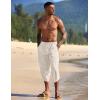imageCOOFANDY Mens Linen Harem Capri Pants Lightweight Loose 34 Shorts Drawstring Elastic Waist Casual Beach Boho Yoga TrousersLinen Khaki