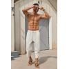 imageCOOFANDY Mens Linen Harem Capri Pants Lightweight Loose 34 Shorts Drawstring Elastic Waist Casual Beach Boho Yoga TrousersLinen Khaki