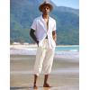 imageCOOFANDY Mens Linen Harem Capri Pants Lightweight Loose 34 Shorts Drawstring Elastic Waist Casual Beach Boho Yoga TrousersLinen Khaki