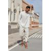 imageCOOFANDY Mens Linen Harem Capri Pants Lightweight Loose 34 Shorts Drawstring Elastic Waist Casual Beach Boho Yoga TrousersLinen Khaki