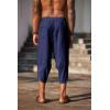 imageCOOFANDY Mens Linen Harem Capri Pants Lightweight Loose 34 Shorts Drawstring Elastic Waist Casual Beach Boho Yoga TrousersNavy Blue