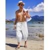 imageCOOFANDY Mens Linen Harem Capri Pants Lightweight Loose 34 Shorts Drawstring Elastic Waist Casual Beach Boho Yoga TrousersWhite