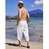 imageCOOFANDY Mens Linen Harem Capri Pants Lightweight Loose 34 Shorts Drawstring Elastic Waist Casual Beach Boho Yoga TrousersWhite